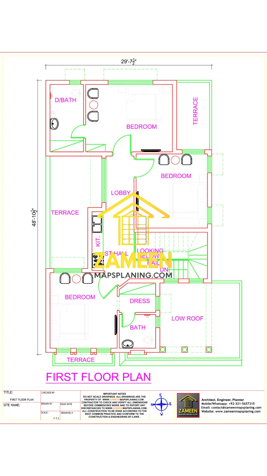 10 Marla (35'-0''X65'-0'') Classic Spanish Colonial Revival Style House