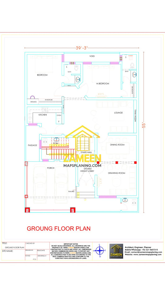 10 Marla (39'-3''X55'-0'') Contemporary Mediterranean Style House