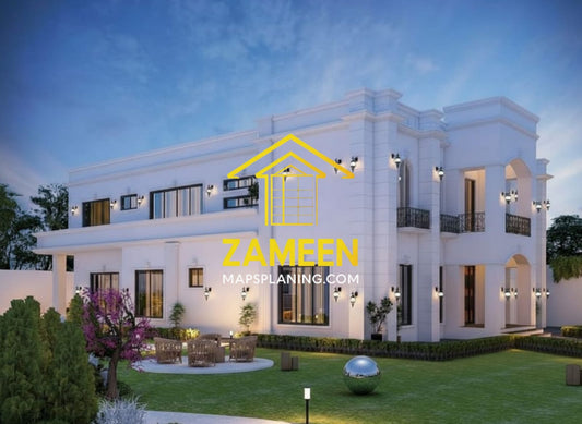 20 Marla (50'-0"X90'-0") Contemporary Tropical Modern Style Mansion