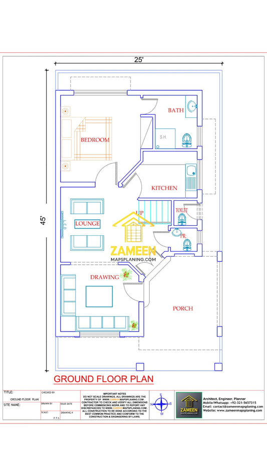5 Marla (25'-0''X45'-0'') Contemporary Modern Style House