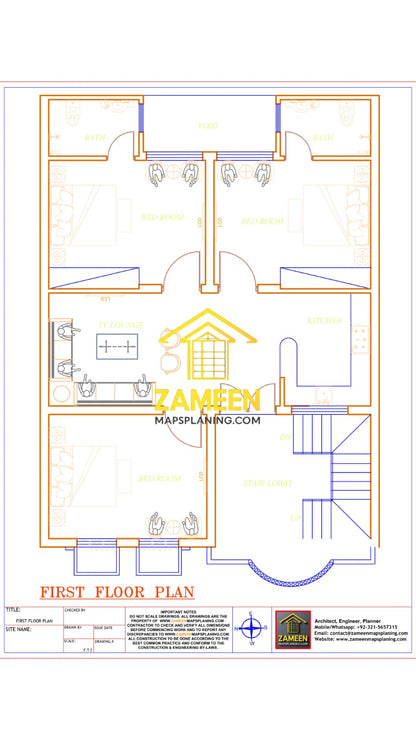 6 Marla (30'-0''X45'-0'') Modern Classical Style House
