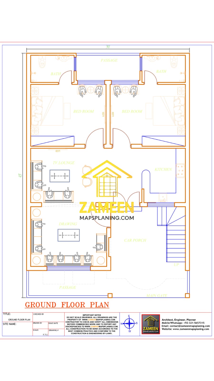 6 Marla (30'-0''X45'-0'') Modern Classical Style House
