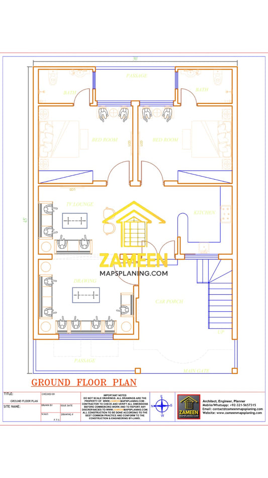 6 Marla (30'-0''X45'-0'') Modern Classical Style House