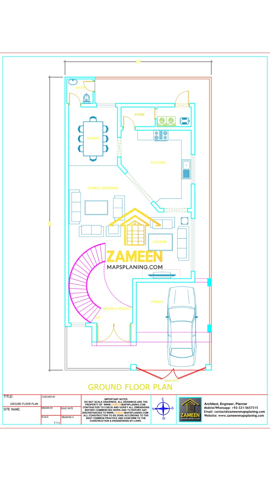 8 Marla (30'-0''X60'-0'') Modern Mediterranean Style House