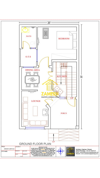 3 Marla (20'-0''X35'-0'') Modern Neoclassical Style House