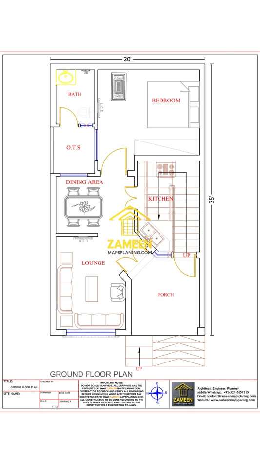 3 Marla (20'-0''X35'-0'') Modern Neoclassical Style House