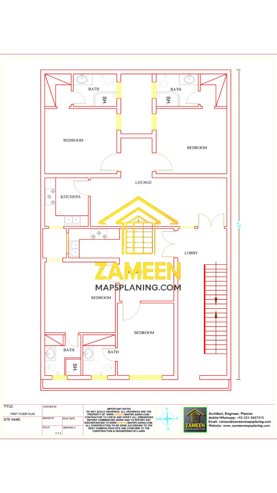 9 Marla (35'-0''X57'-0'') Modern Mediterranean Style House