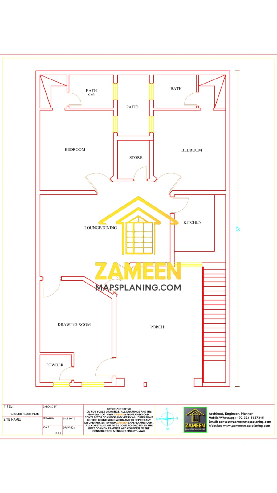9 Marla (35'-0''X57'-0'') Modern Mediterranean Style House