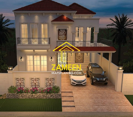 10 Marla (35'-0''X65'-0'') Classic Spanish Colonial Revival Style House