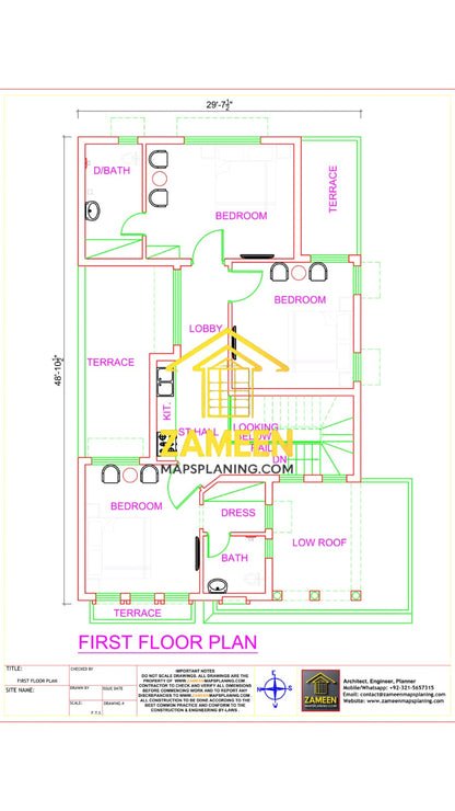 10 Marla (35'-0''X65'-0'') Classic Spanish Colonial Revival Style House