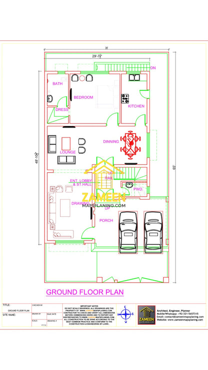 10 Marla (35'-0''X65'-0'') Classic Spanish Colonial Revival Style House