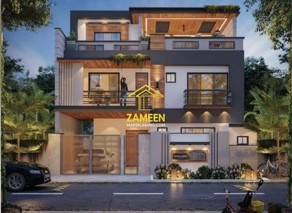 10 Marla (35'-0''X65'-0'') Contemporary Tropical Style House