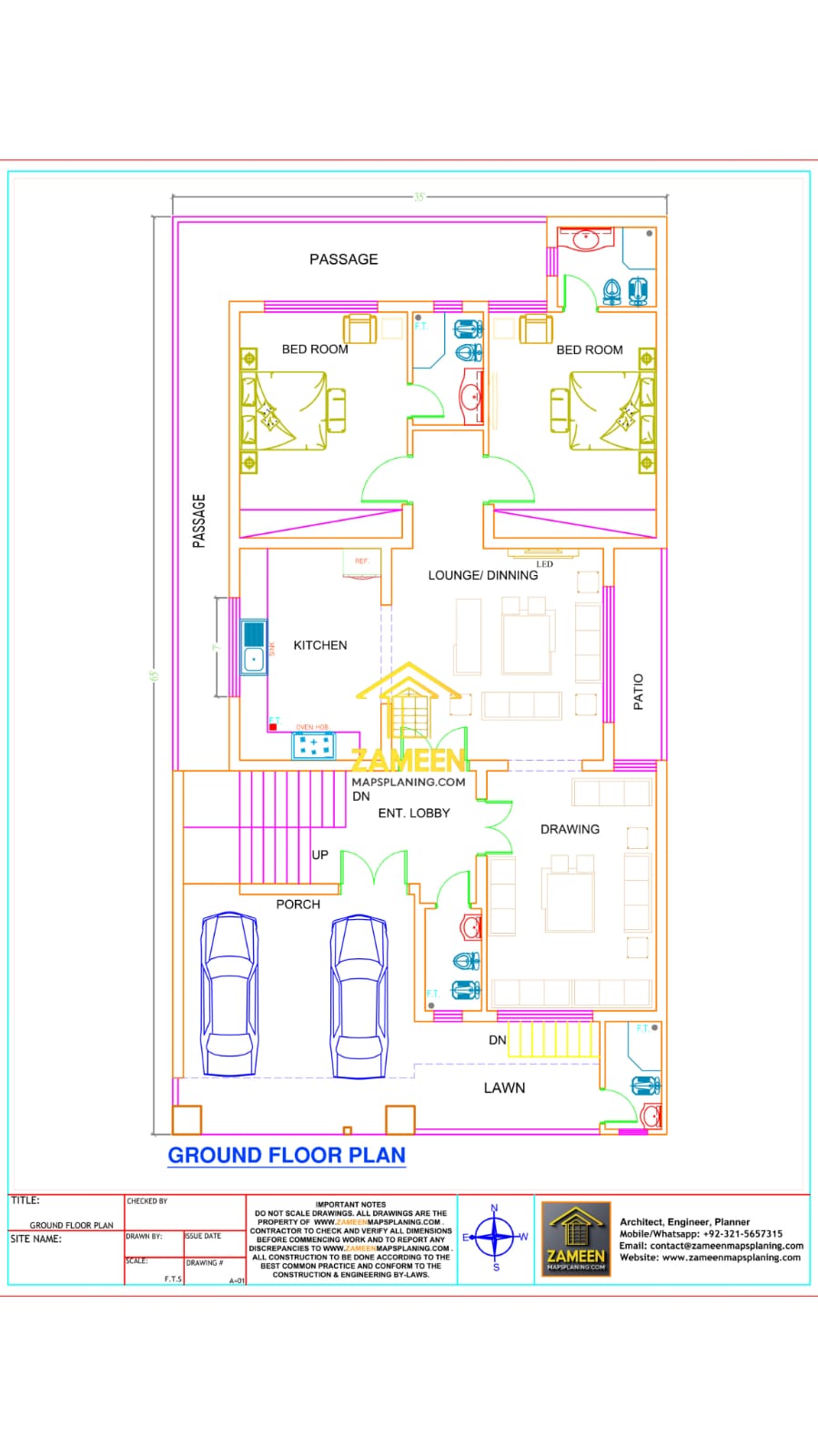 10 Marla (35'-0''X65'-0'') Contemporary Tropical Style House