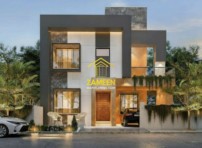10 Marla (34'-0''X66'-4'') Contemporary Tropical Style House
