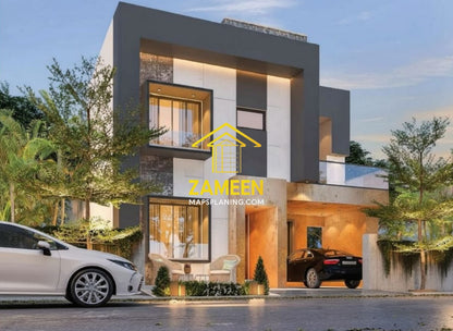 10 Marla (34'-0''X66'-4'') Contemporary Tropical Style House