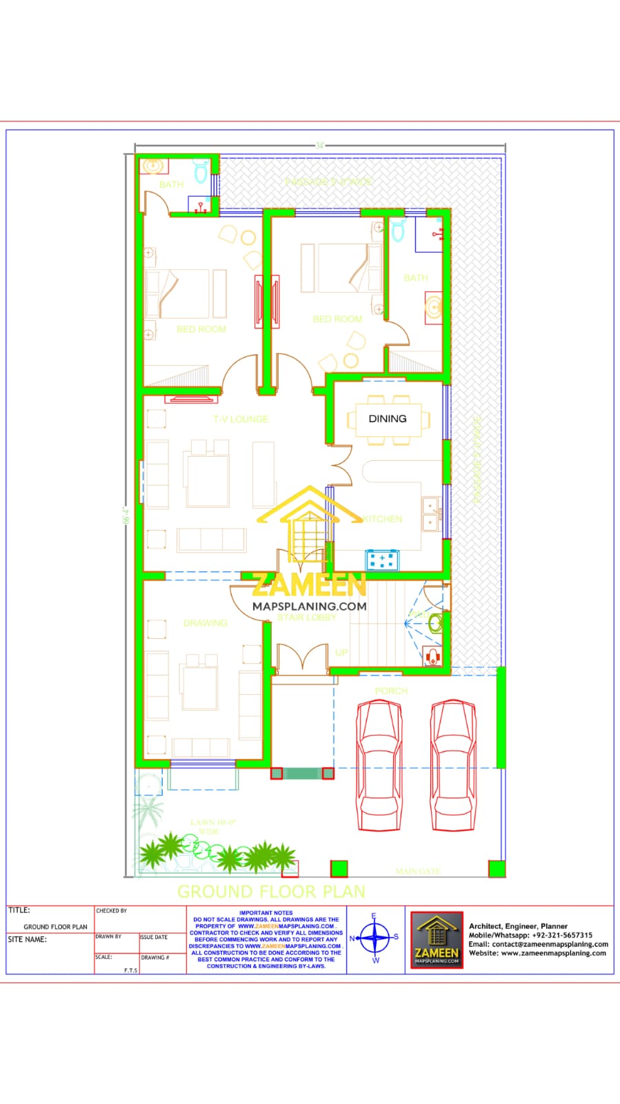 10 Marla (34'-0''X66'-4'') Contemporary Tropical Style House