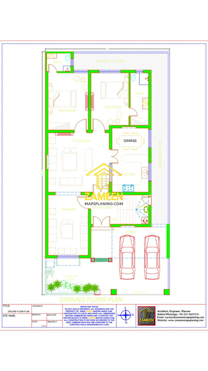 10 Marla (34'-0''X66'-4'') Contemporary Tropical Style House