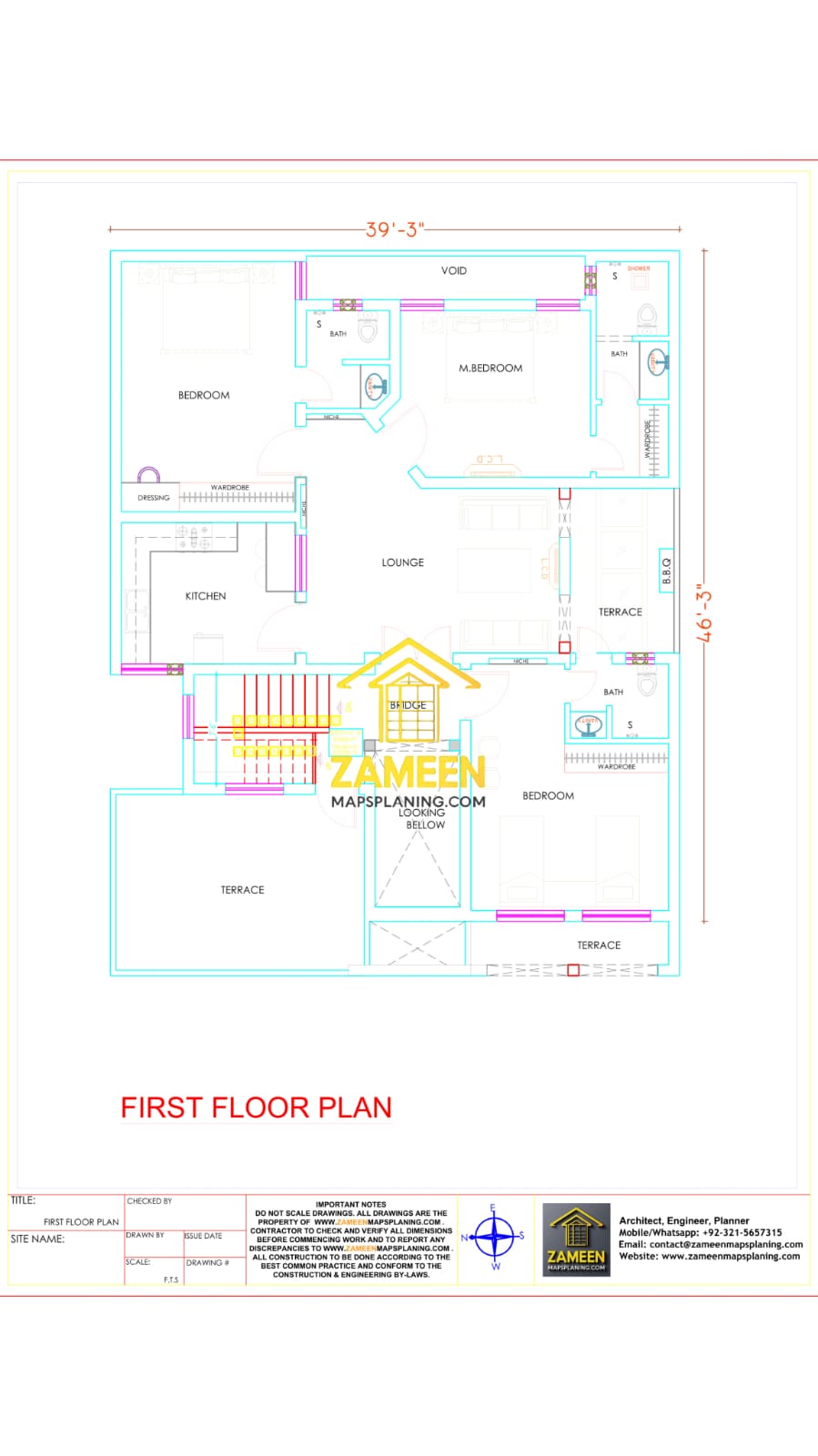 10 Marla (39'-3''X55'-0'') Contemporary Mediterranean Style House