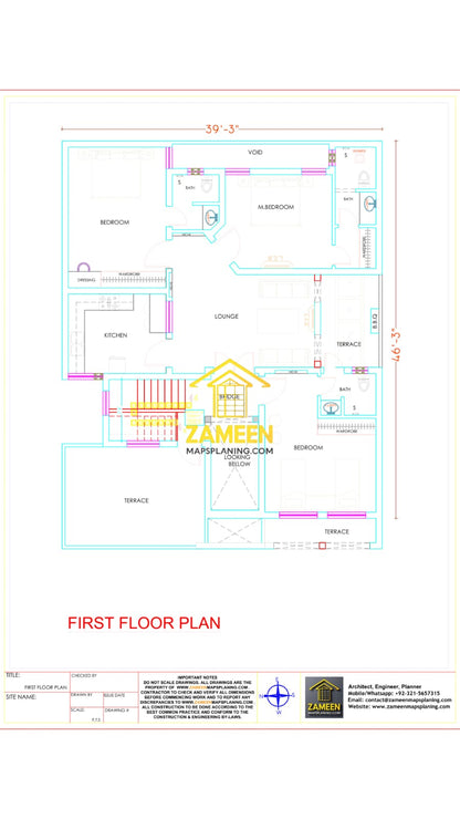 10 Marla (39'-3''X55'-0'') Contemporary Mediterranean Style House
