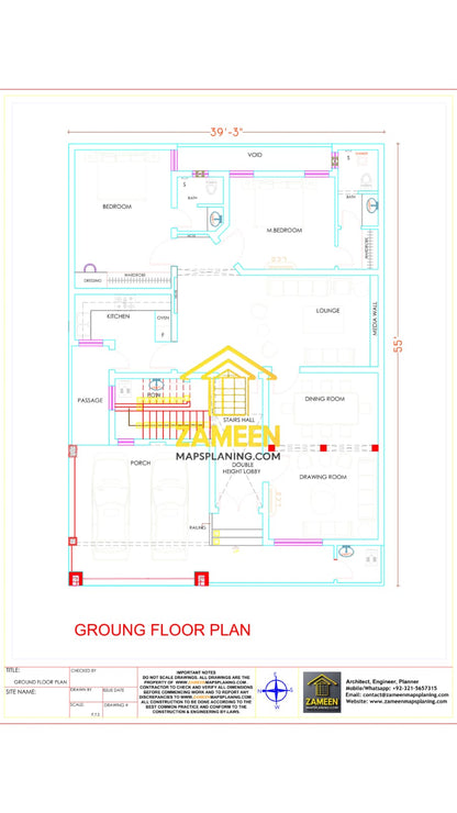 10 Marla (39'-3''X55'-0'') Contemporary Mediterranean Style House