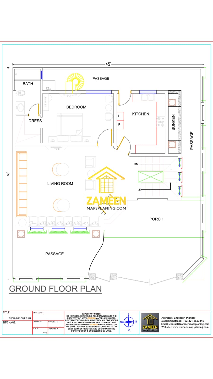 10 Marla (45'-0''X50'-0'') Grand Neoclassical Style Mansion