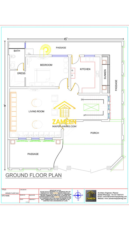 10 Marla (45'-0''X50'-0'') Grand Neoclassical Style Mansion