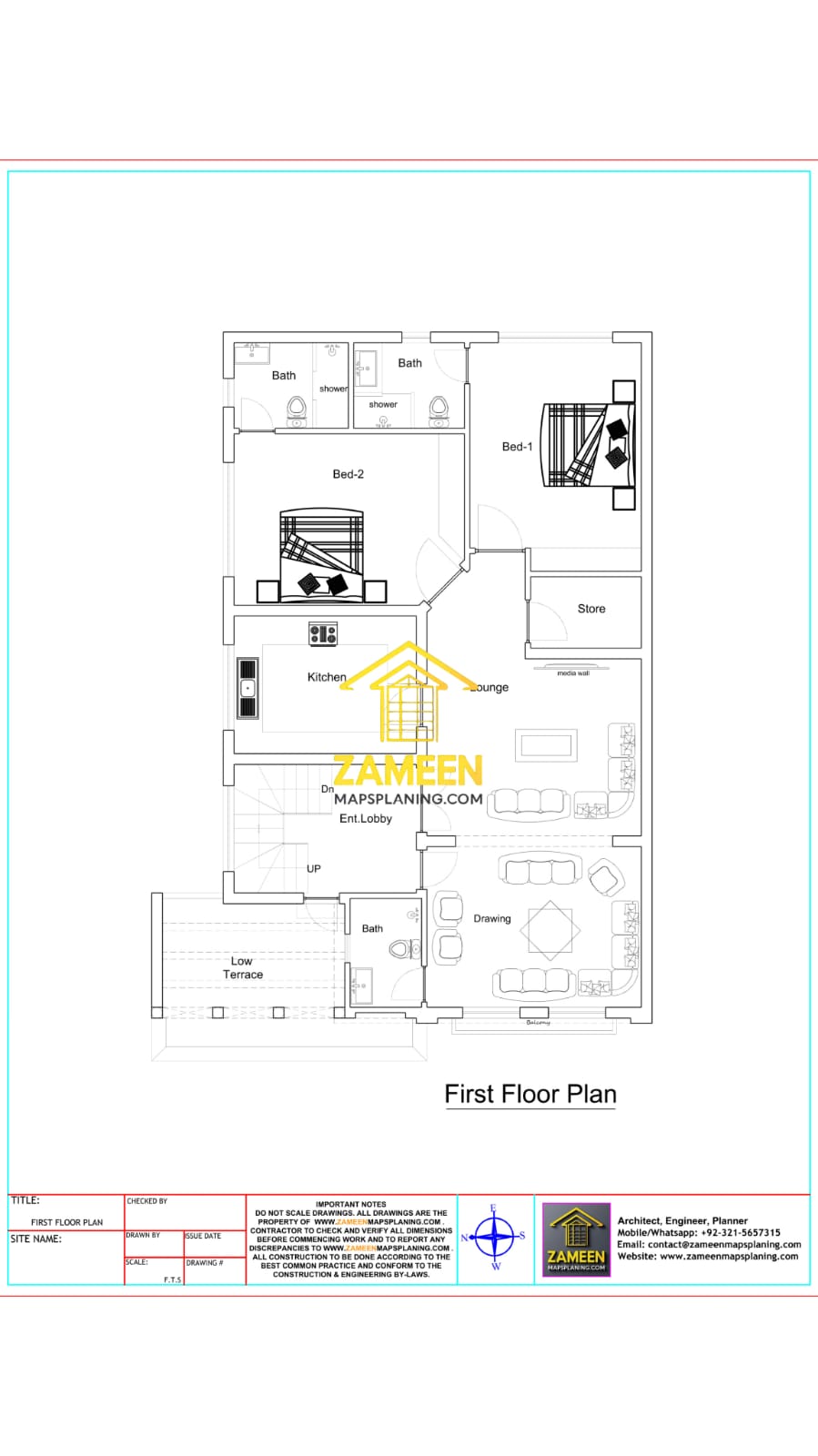 10 Marla (35'-0''X65'-0'') Contemporary Mediterranean Style House