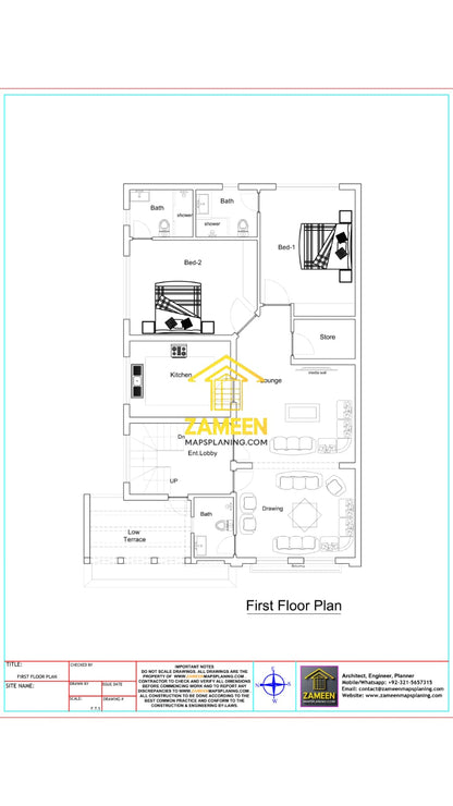 10 Marla (35'-0''X65'-0'') Contemporary Mediterranean Style House