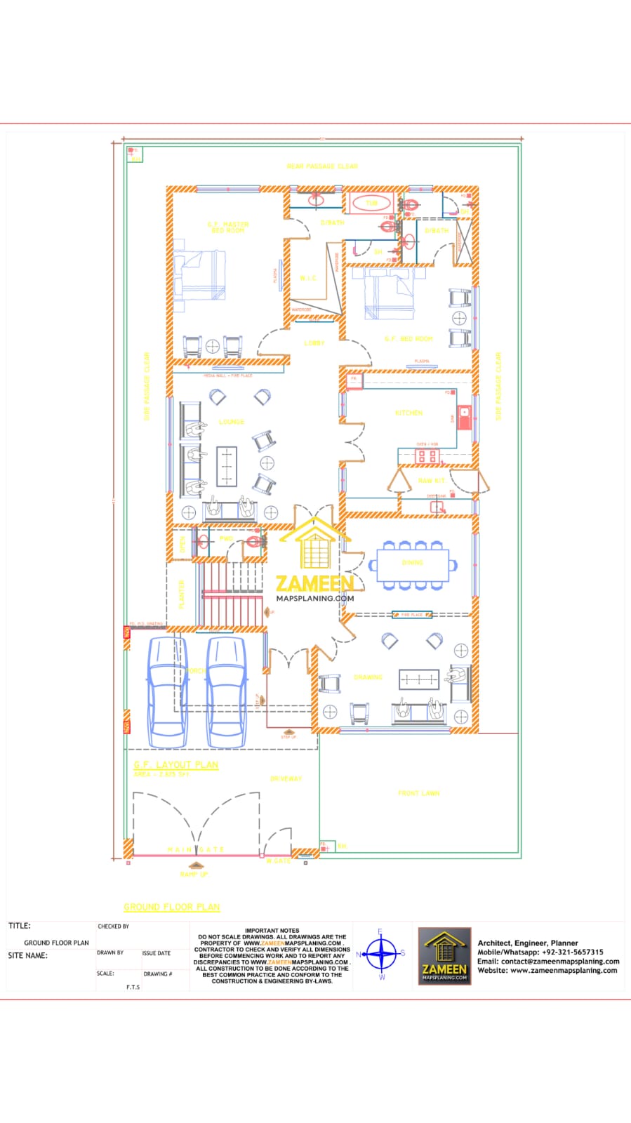20 Marla (50'-0"X90'-0") Contemporary Tropical Style House