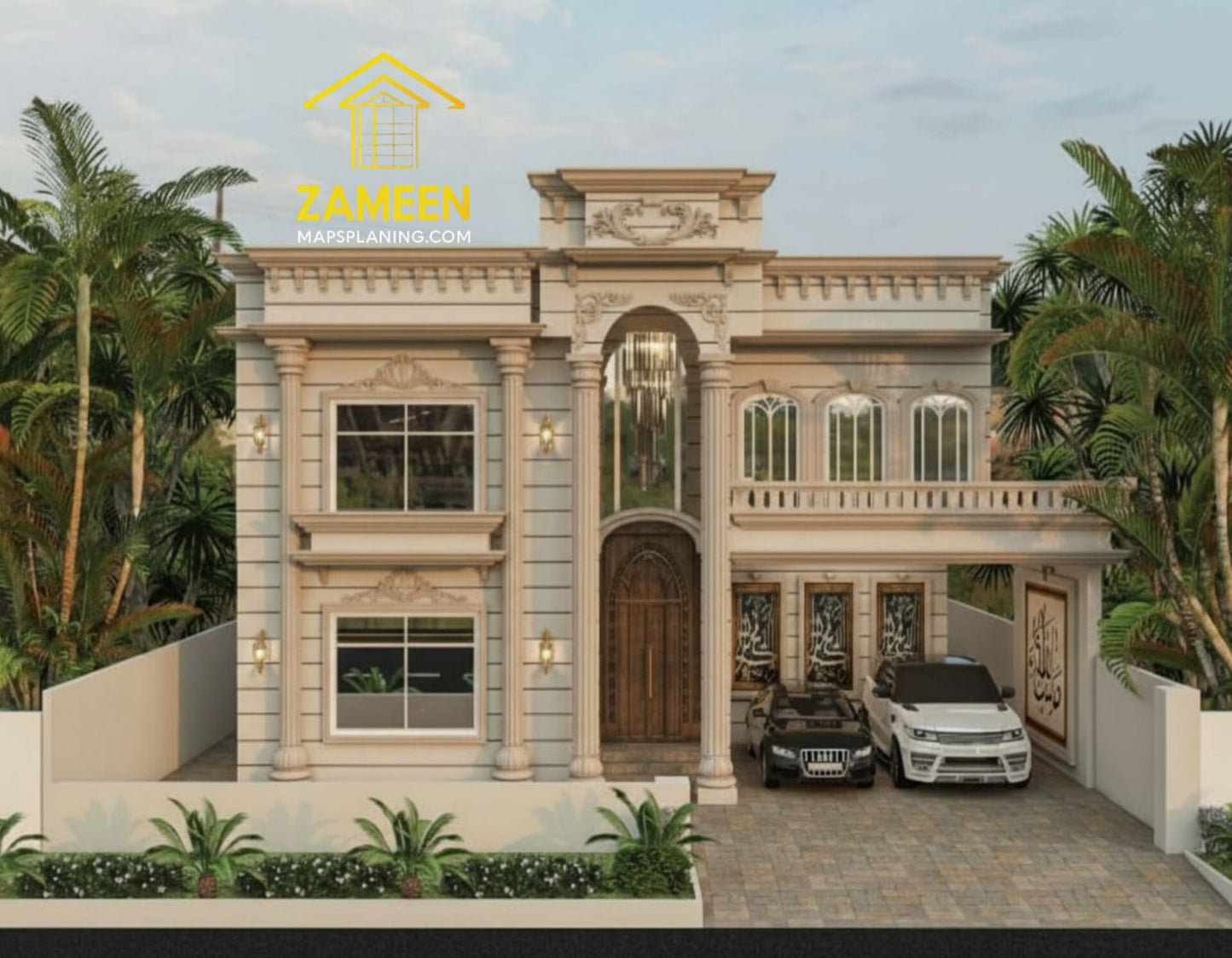 20 Marla (50'-0"X90'-0") Ornate Neoclassical Style Mansion