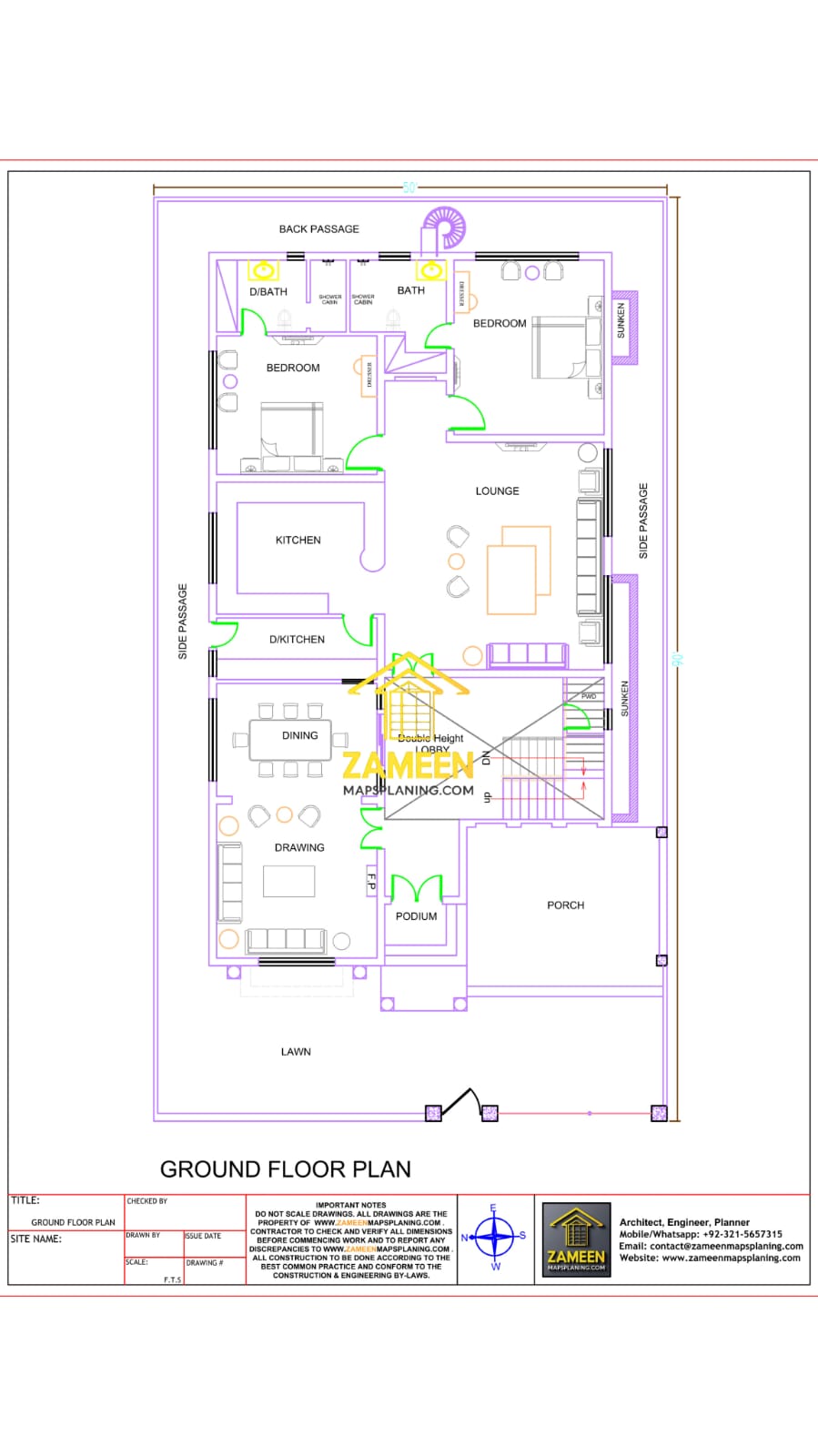 20 Marla (50'-0"X90'-0") Ornate Neoclassical Style Mansion