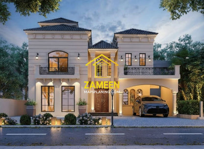 20 Marla (50'-0"X90'-0") Mediterranean Style Villa