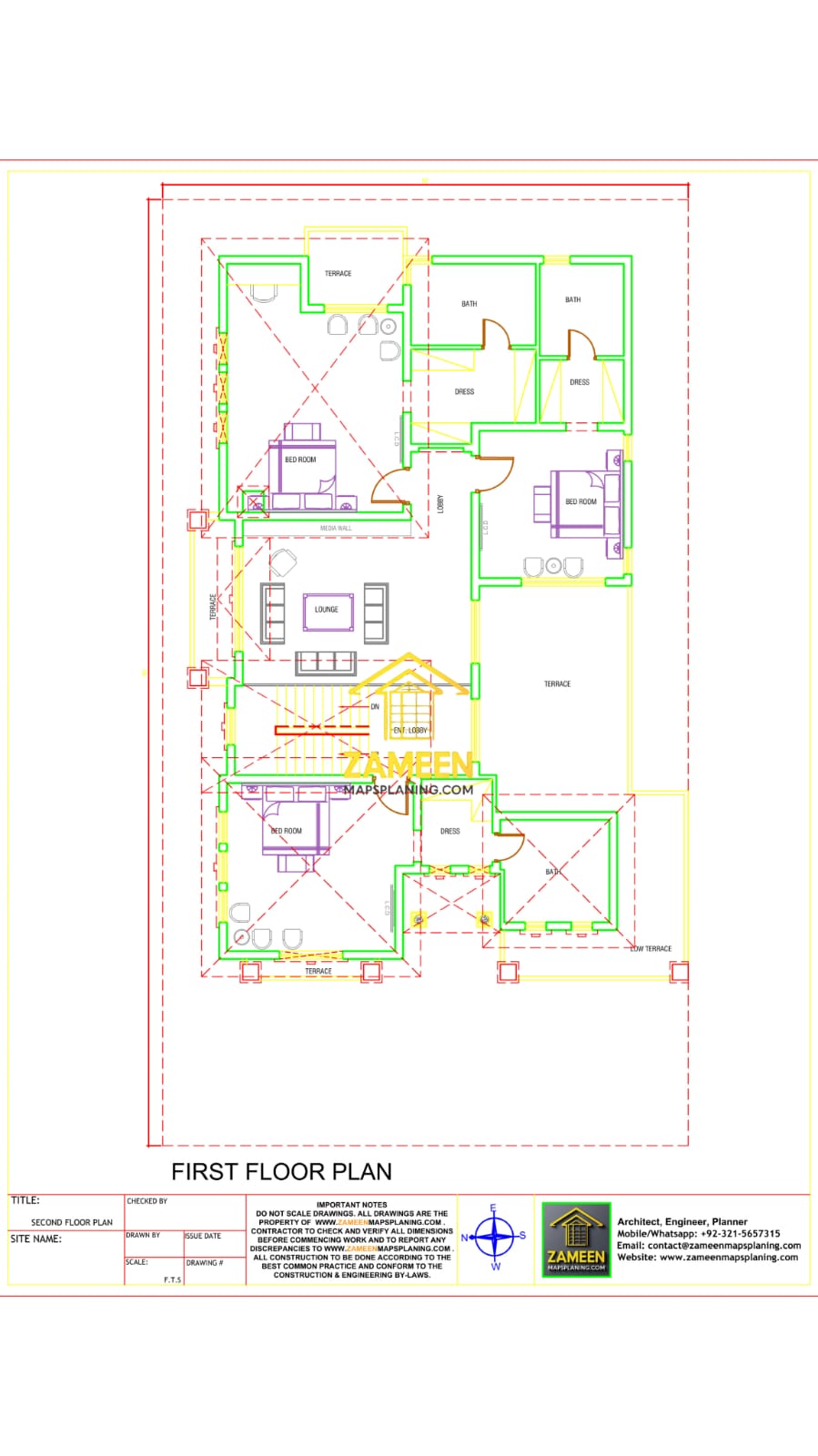 20 Marla (50'-0"X90'-0") Mediterranean Style Villa
