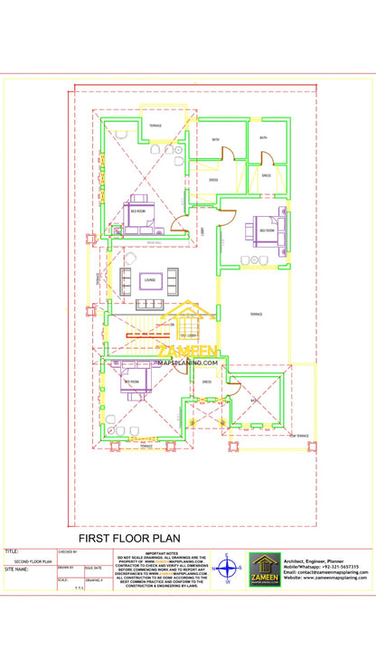 20 Marla (50'-0"X90'-0") Mediterranean Style Villa
