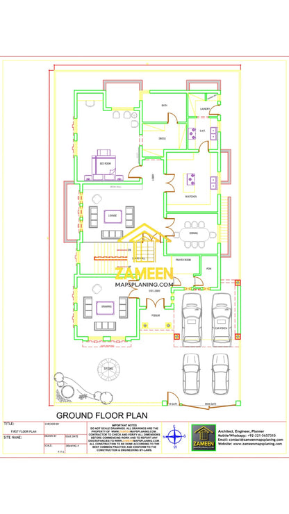 20 Marla (50'-0"X90'-0") Mediterranean Style Villa
