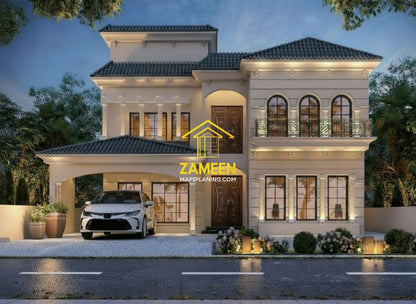 20 Marla (50'-0"X90'-0") Spanish Colonial Style Villa