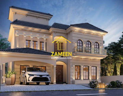 20 Marla (50'-0"X90'-0") Spanish Colonial Style Villa