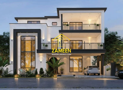 20 Marla (50'-0"X90'-0") Mediterranean Revival Style Villa