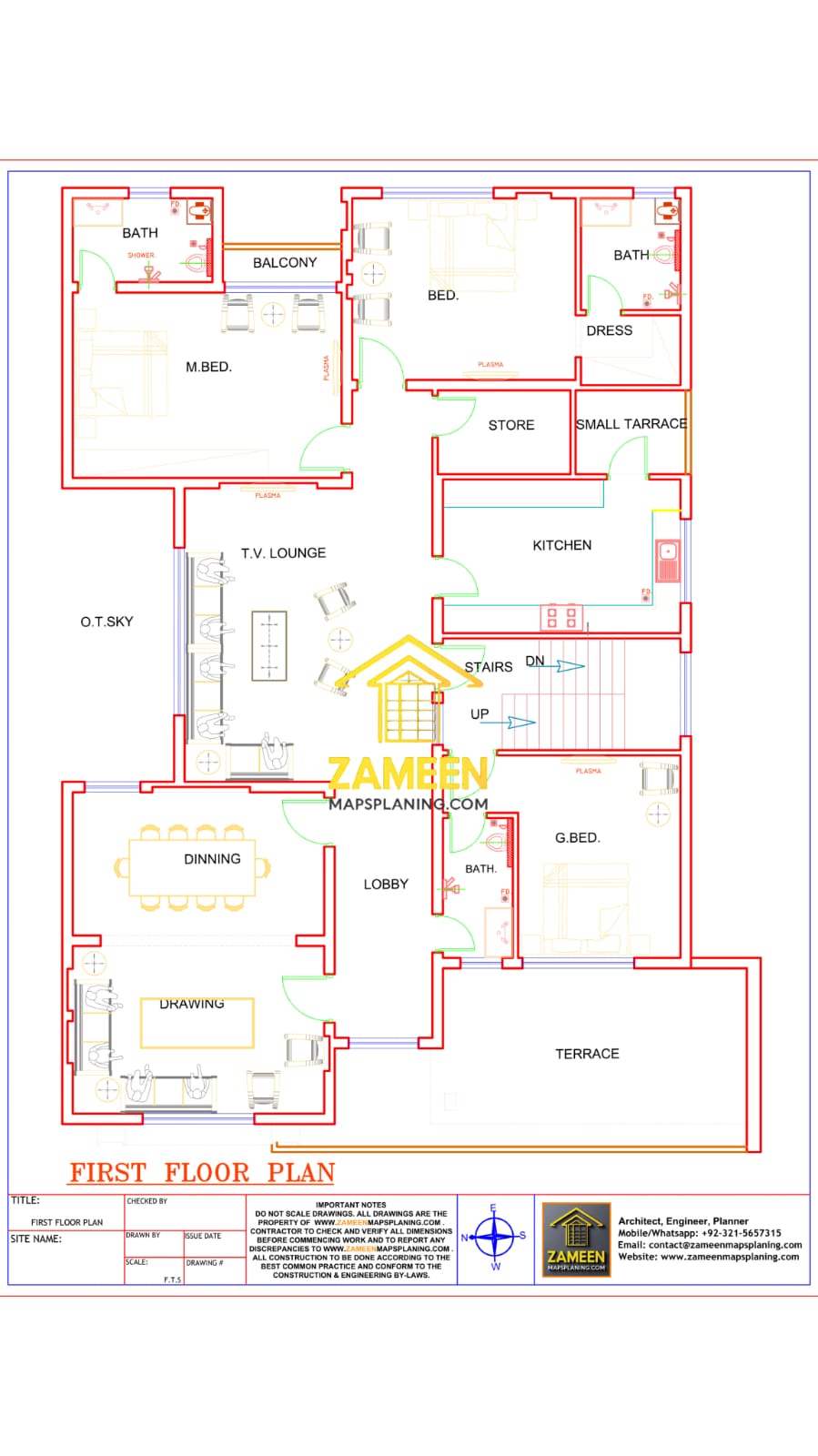 20 Marla (50'-0"X90'-0") Mediterranean Revival Style Villa