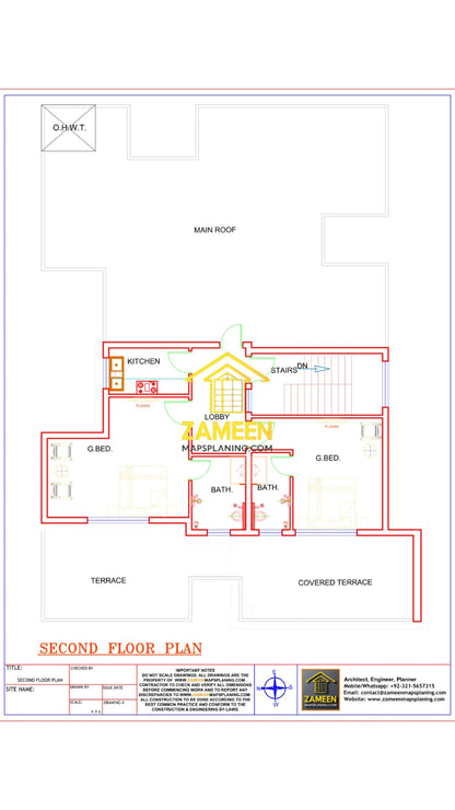 20 Marla (50'-0"X90'-0") Mediterranean Revival Style Villa