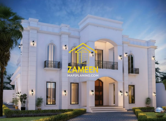 20 Marla (50'-0"X90'-0") Contemporary Tropical Modern Style Mansion