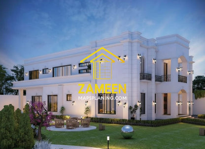 20 Marla (50'-0"X90'-0") Contemporary Tropical Modern Style Mansion