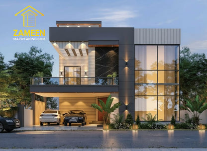 19 Marla (47'-0"X90'-0") Contemporary Modern Tropical Style House