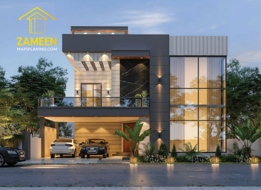 19 Marla (47'-0"X90'-0") Contemporary Modern Tropical Style House