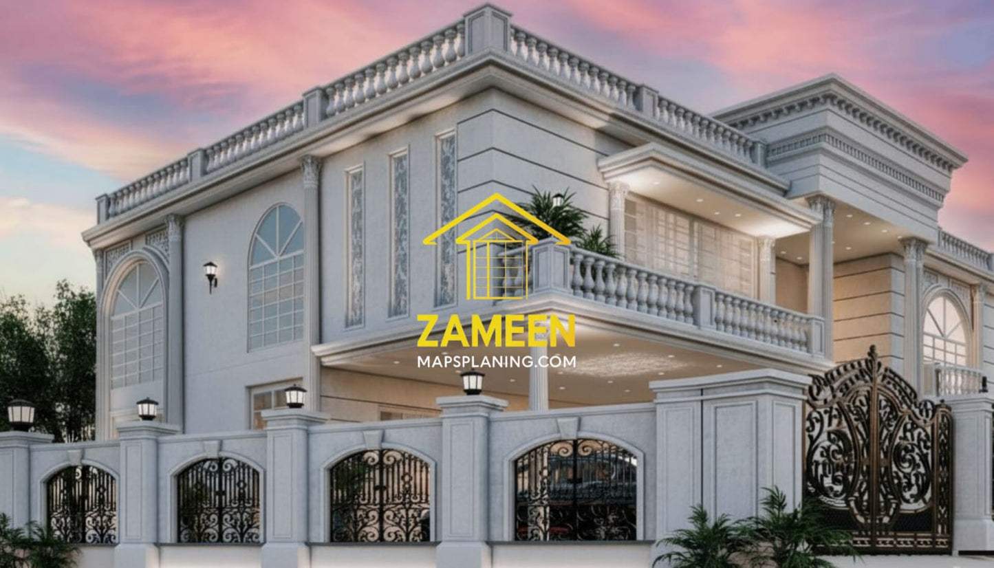 17 Marla Banglow (76'-6"X50'-0") Spanish Colonial Revival Style Mansion