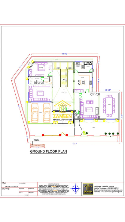 17 Marla Banglow (76'-6"X50'-0") Spanish Colonial Revival Style Mansion