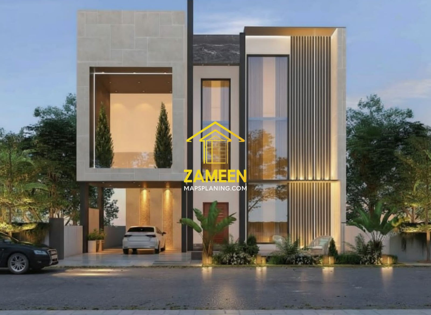 22 Marla (50'-0"X100'-0") Contemporary Modern Tropical Style House