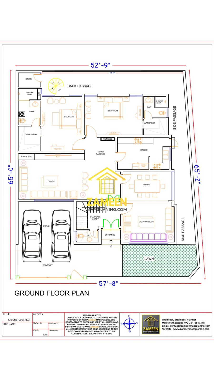 16 Marla (55'-2.5"X65'-1") Ultra Modern Minimalist Style House