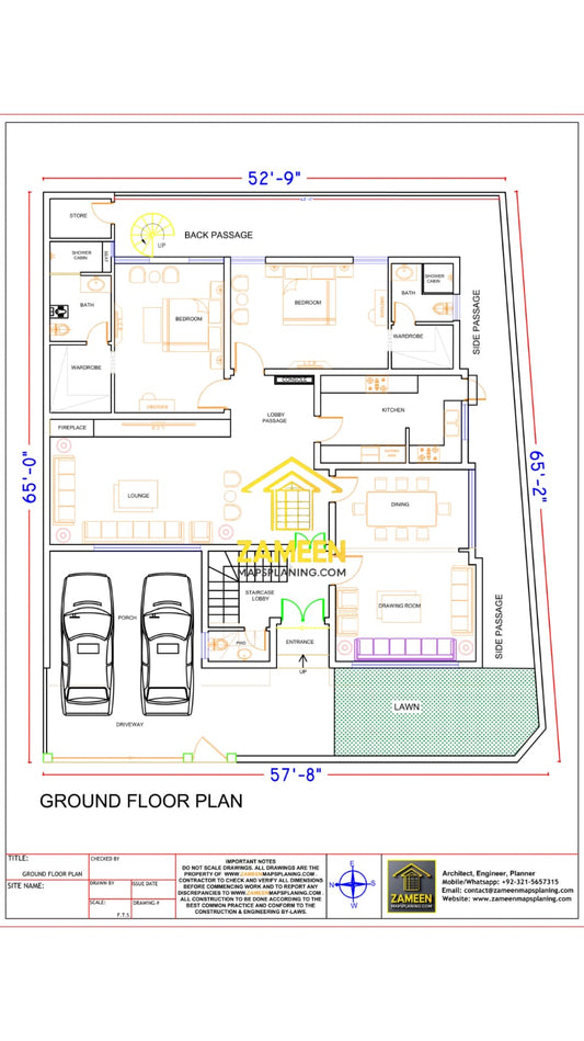 16 Marla (55'-2.5"X65'-1") Ultra Modern Minimalist Style House